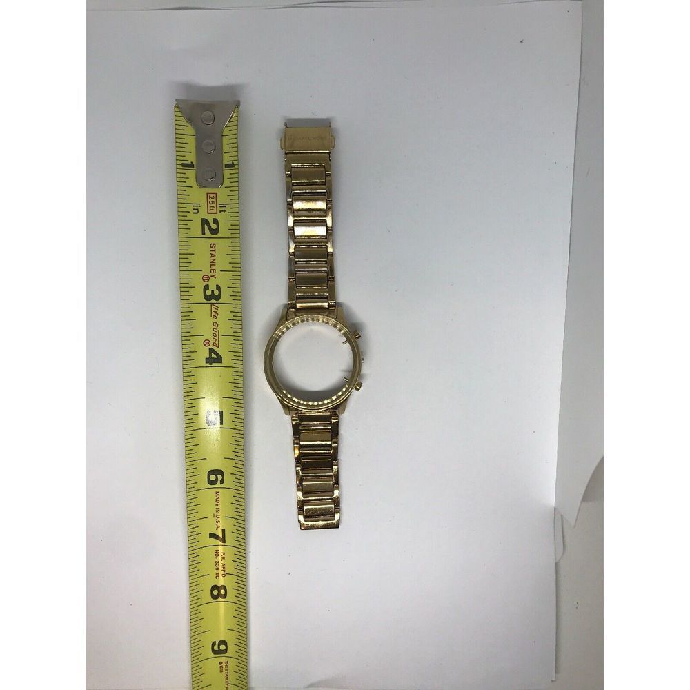 #T34# Michael Kors Watch Band Bracelet Use For Parts Gold No Crystal Links 20mm